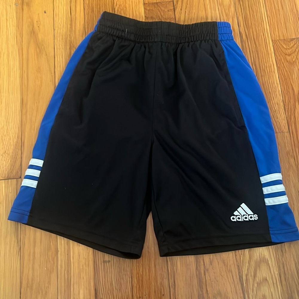 Adidas boys blue and black shorts